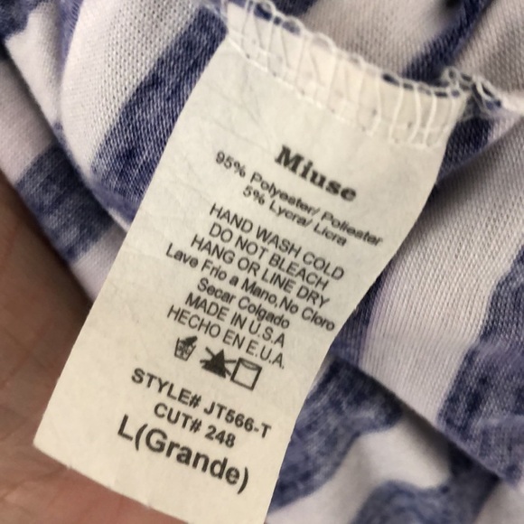 Miuse Navy Stripe Cascading Open Front Stretchy Knit Cardigan Jacket‎ - Picture 8 of 8